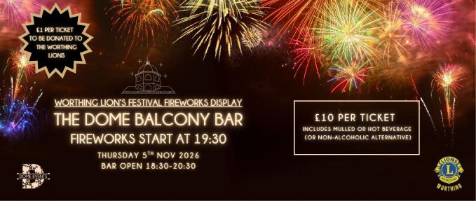 Worthing Lions Fireworks Display from The Dome Balcony bar
